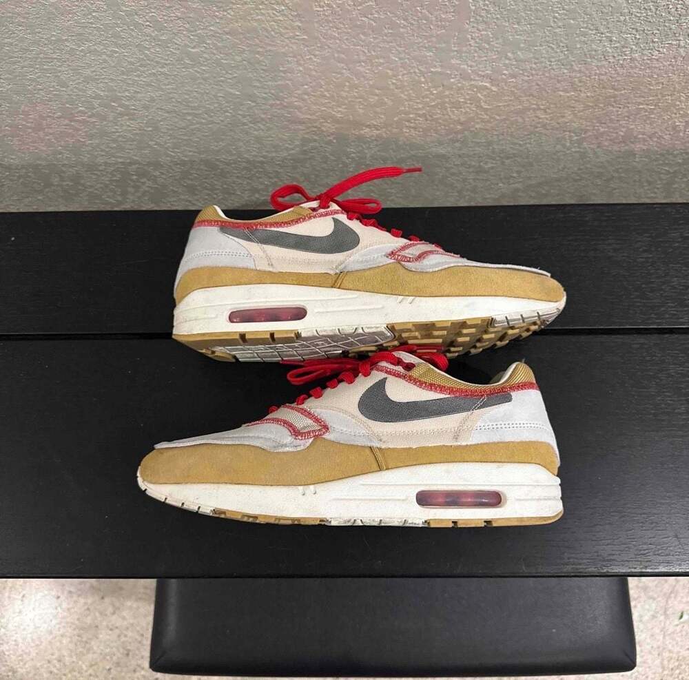 Nike Air Max 1 Premium "Inside Out" Club Gold Red 858876 713 Men's Size 9 NEW
